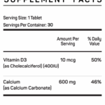 Vitamax Calcium 600mg Plus Vitamin D3 Supplement Facts